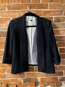 Tahari Arthur S. Levine Blazer 8P – Blue Cropped Open Front Jacket 3/4 Sleeves - Picture 1 of 5