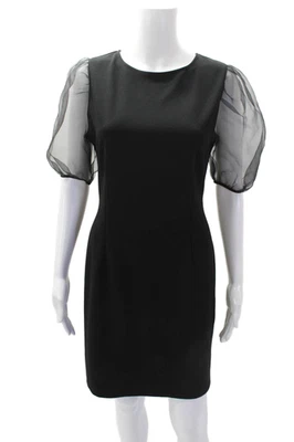 Aqua Womens Textured Sleeveless Scoop Neck Fit Sleek Dress Black Size M - Image 1 of 4