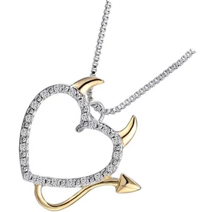 Frauen Anhänger Halskette Teufel Hals Schmuck Mädchen Schlüsselbeutel Kette - Picture 1 of 11