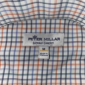 Peter Millar Summer Comfort Shirt Mens Medium Nylon Performance Gingham Golf - Picture 1 of 13