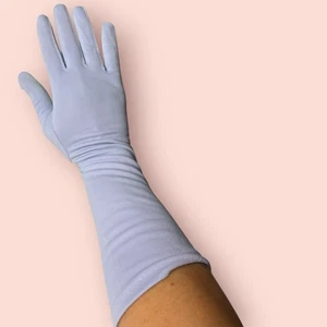 Vtg Pale Blue Women's Long Opera Gloves Size 6.5 1950s Tea Party Coquette Formal - Picture 1 of 3