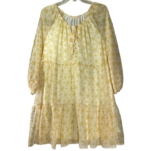 Lovecolette Boho Damen L Chiffon Blumen Stufen Rüschen Landhaus Knie Kleid Neu ohne Etikett - Bild 1 von 8