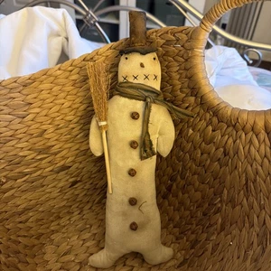 Primitive~Folk Art~Christmas Winter Handmade Snowman Farmhouse Tall 12” - Picture 1 of 6
