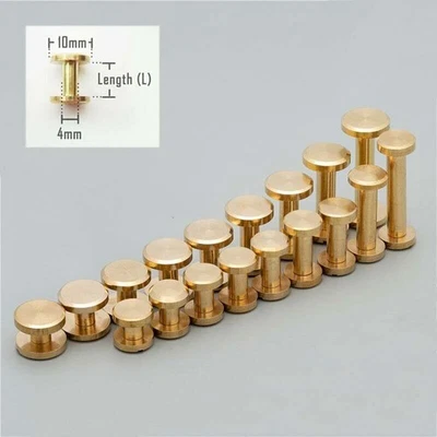 50 Sets Stud Bind Rivet Solid Brass Leather Belt Wallet Chicago Screw Nail DIY - Image 1 of 4