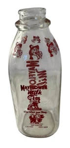 Mayflower Milk One Quart Square Glass Bottle Leak Proof Space Saver Vintage - Picture 1 of 16