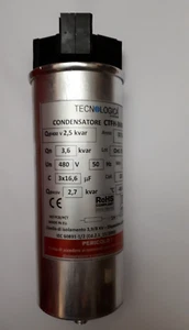 Tecnologica Condensatore rifasamento trifase 2,5 kvar@400 V, 3x16,6 µF, Vn 480V - Picture 1 of 3