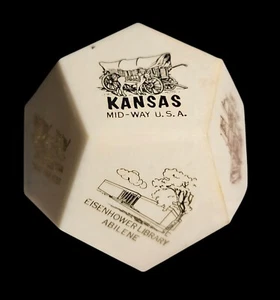 Vtg. Kansas Dodecahedron Souvenir Plastic Paperweight 12-Sided Sunflower State - Picture 1 of 8