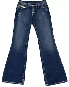 Diesel Women Jeans Bootcut Regular Dark Blue Denim Distressed Vtg Daze W28 L34 - Picture 1 of 14