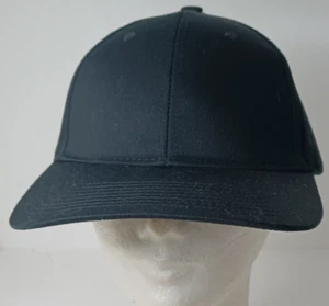 Port Authority Plain Black Hat Snapback Hat Adult OSFA Adjustable Cap - Picture 1 of 5