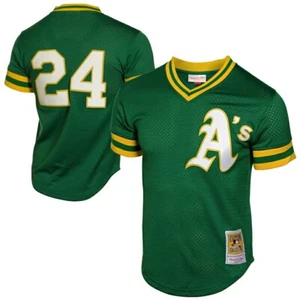Oakland Athletics Rickey Henderson Mitchell & Ness 1991 Authentic Mesh BP Jersey - Picture 1 of 6