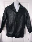Ben Sherman - Black 100% Leather Long Over Sized Jacket Size Xl