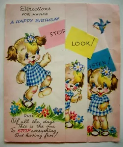 50's? Dog rules for the day vintage Birthday greeting card *A4 - Picture 1 of 4