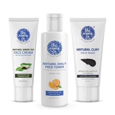 Mini crema facial tónico facial esencial para el cuidado de día para piel grasa paquete de 3 en 1 Foto 1 de 4