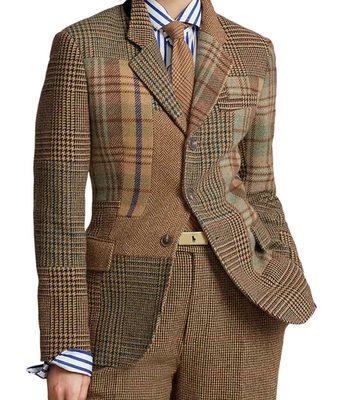 Blazer Polo Ralph Lauren Patchwork Heritage a Cuadros Marrón Mezcla de Lana Foto 1 de 4