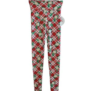 Planet Heart Juniors High Rise Holiday Leggings, Red & Green Gnome Plaid, XS - Picture 1 of 2