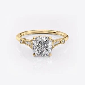 Alianza de diamantes talla cojín de 1,70 quilates cultivada en laboratorio IGI oro amarillo de 18 k 6 7 - Imagen 1 de 13