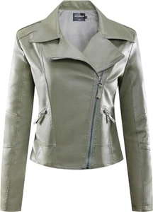 GETUBACK Vintage Women's Slim Biker Motorcycle PU Leather Zipper Jacket Size 4 - Picture 1 of 8