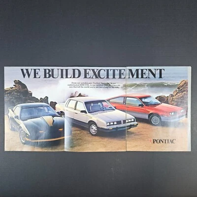 1983 Pontiac Vintage Print Ad Firebird TransAm 6000 STE 2000 We Build Excitement - Image 1 of 4