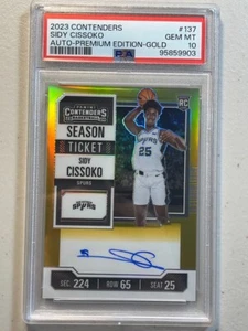 Sidy Cissoko PSA 10 2023-24 Panini Contenders Premium Prizm Gold /10 Auto RC Gem - Picture 1 of 2