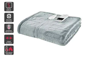 200 x 180cm Ovela Heated Electric Blanket Throw Rug Washable Silver Warm - Picture 1 of 4