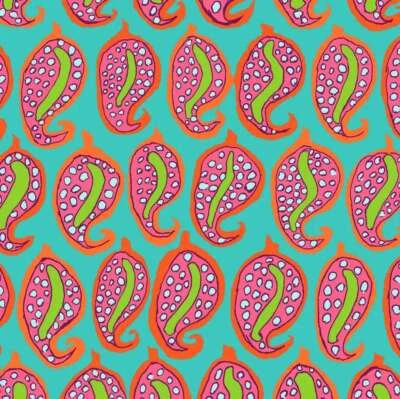 Free Spirit - Kaffe Fassett Collective agosto de 2024 - Pasha Paisley - Aqua, BTY - Imagem 1 de 4