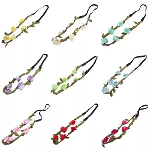 Trachten Rosen Haarband Geflochten Boheme Blumen Hippie Stirnband Kopfschmuck - Bild 1 von 10