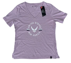 NWT USAF Air Force Womens Sz M Pink V Neck Under Armour Short Sleeve Women Cut - Picture 1 of 6
