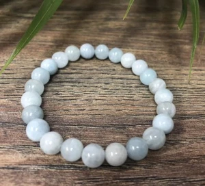 Aquamarine Bracelet Bead Stretchy Gemstone Crystal Therapy Reiki Chakra Wicca. - Picture 1 of 10