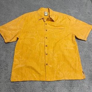 Jamaica Jaxx Hawaiian Shirt Mens Large Orange Aloha Button Up - Picture 1 of 11