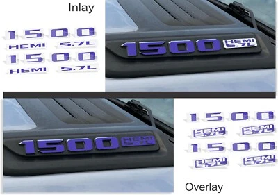 Calcomanías superpuestas de emblema de capó 1500 HEMI 5,7 L - 19-22 Ram Rebel & Laramie Sport Hood Foto 1 de 4