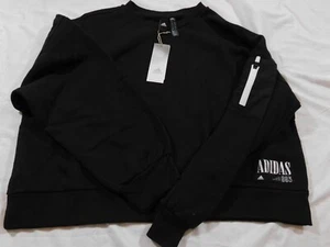 Adidas Utility Q1 Crew Neck Sweatshirt Women's Size XL Black White HG0838 - Picture 1 of 5