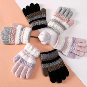 Winter Autumn Soft Knitted Baby Gloves Full Finger Gloves Kids Girls Boys Mitten - Picture 1 of 27