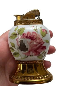 Vintage Floral Table Top Cigarette Lighter Bone China Japan - Picture 1 of 8