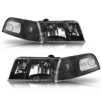 Faros de carcasa negros + juego de luces de señal de esquina para Ford Crown Victoria 98-11 Foto 1 de 4