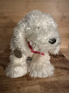 Vintage 1990 Gund zotteliger weißer Welpe Hund Plüsch rotes Bandana 14 Zoll Original Etikett - Bild 1 von 9