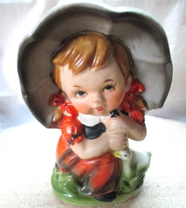 Bank Ceramic Hummel Style Girl Umbrella Duck Japan Save For A Rainy Day 5 1/4" - Picture 1 of 5