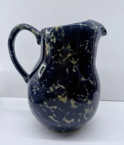 8” Large Vintage Bennington Potters Blue Agate Creamer Jug Pitcher Vermont - Picture 1 of 10