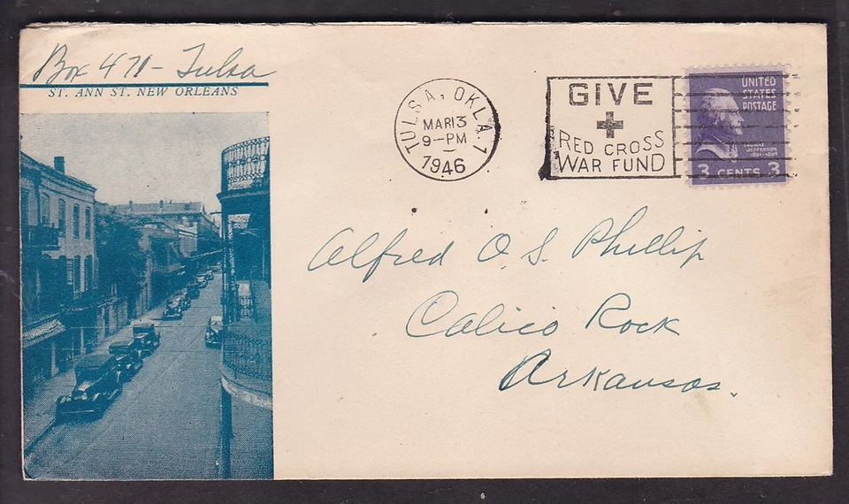 ST. ANN ST., NEW ORLEANS, POST MARKED TULSA, OAK. - 1946 - Image 1 of 2