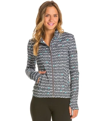 Chaqueta Alo Yoga Warrior 3 Cremallera Completa Blanco Teal Negro Chevron Geométrica Talla S Foto 1 de 4