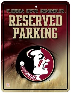 FLORIDA STATE SEMINOLES 8.5"x11" METAL RESERVED PARKING SIGN NEW RICO INDUSTRIES - Picture 1 of 1