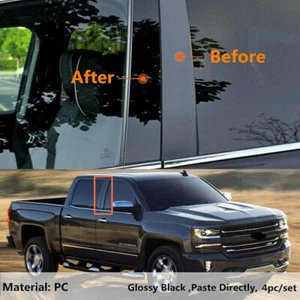 For 2014-2018 Chevy Silverado GMC Sierra Pillar Post Door Trim Cover Kit Black - Picture 1 of 15