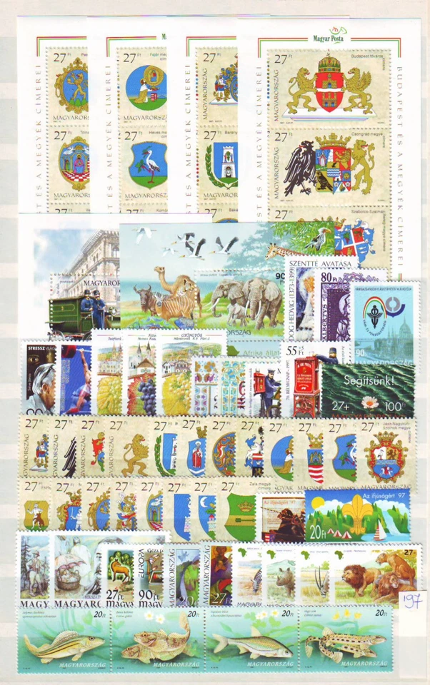 HUNGRÍA - 1997. Juego año completo de 49 sellos y 6 hojas de recuerdo - MNH Foto 1 de 1