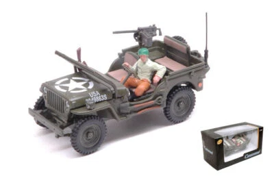 MODELLINO AUTO MILITARE STATICO CARARAMA JEEP 1/4 TON.C/MITRAGLIA E FIGURA 1/43 - Immagine 1 di 4