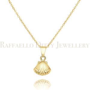 Oyster Pendant Necklace in 14k Solid Yellow Gold Unique Setting Gift for Mom