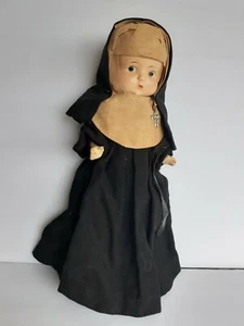 ALLES ORIGINAL antike VINTAGE NONNE PUPPE VOLLE SCHWARZE GEWOHNHEIT HANDBEMALT GESICHT - Bild 1 von 12