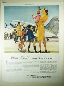 Anuncio impreso de revista LG de colección 1946 AIRLINES de los EE. UU. de edición completa: VIAJE DE PLACER - Imagen 1 de 1