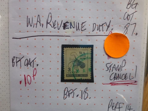 OLD WEST AUSTRALIA REVENUE DUTY STAMP BFT 18 CRAYFISH 3c STAMP CANCEL Cover