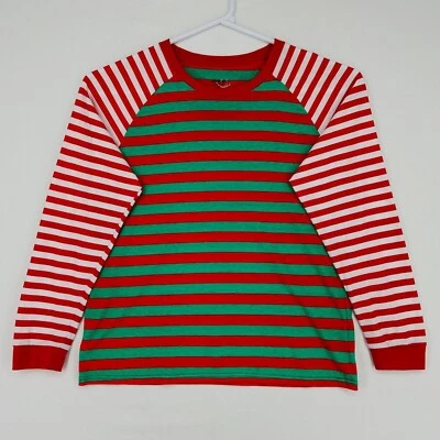 Joe Boxer Para Hombres Pijama Grande Top Vacaciones Navidad Rojo Verde Rayas Mangas Largas Foto 1 de 4