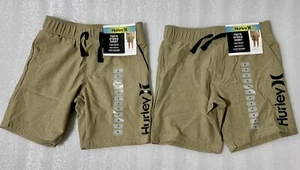 Lot of 2 - New W/Tags Hurley Boy's Youth Hybrid Pull On Shorts Khaki - Size 4 - Picture 1 of 5