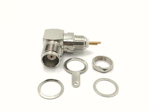 2pz Connettore RF TNC Femmina Montaggio Paratia Angolo Retto Saldatura - Foto 1 di 1
